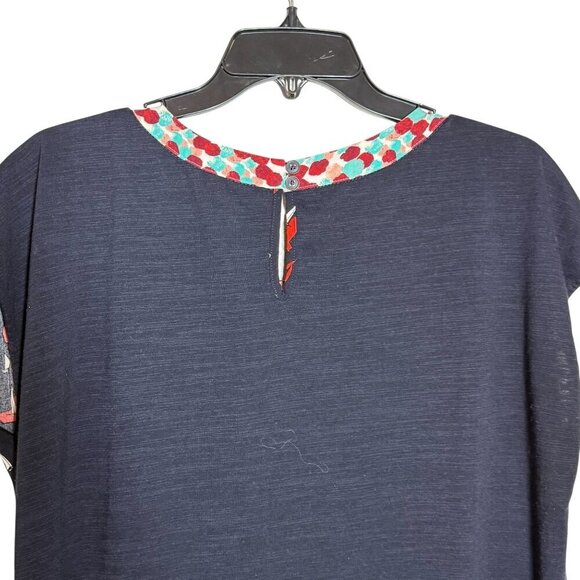 Porridge anthropogie Womens Navy Sailboat Print Short Sleeve Top size large - Picture 6 of 7